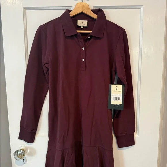 TUCKERNUCK Winetasting Long Sleeve Pique May Polo Dress Medium M NWT Burgundy TUCKERNUCK Winetasting Long Sleeve Pique May Polo Dress Medium M NWT Burgundy